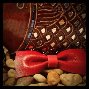 Handmade genuine leather bow tie